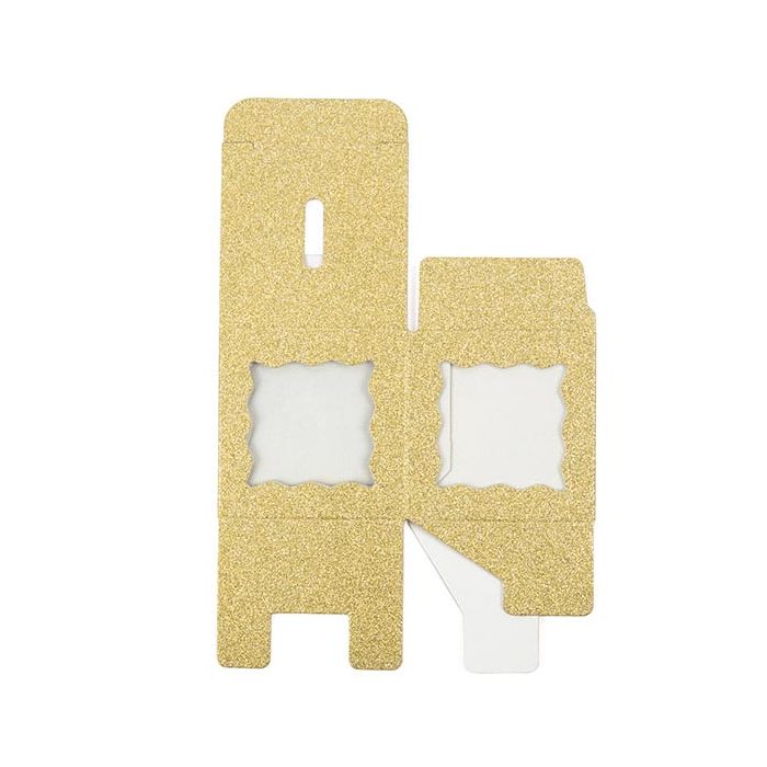 Folding box Glitter Yellow 5,1x5,1x5,1 cm 3 sided window (25 pieces) [FB1GGW]