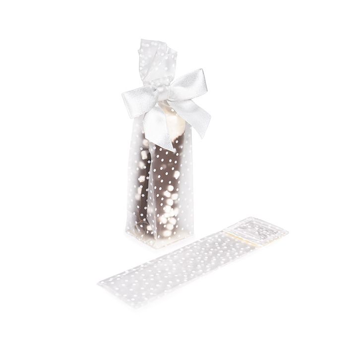 Frosted Polka Dots Flat Bottom Gusset Bags w/ Paper Insert 5,1x5,1x21 cm (100 pieces) [FFGPB11D]