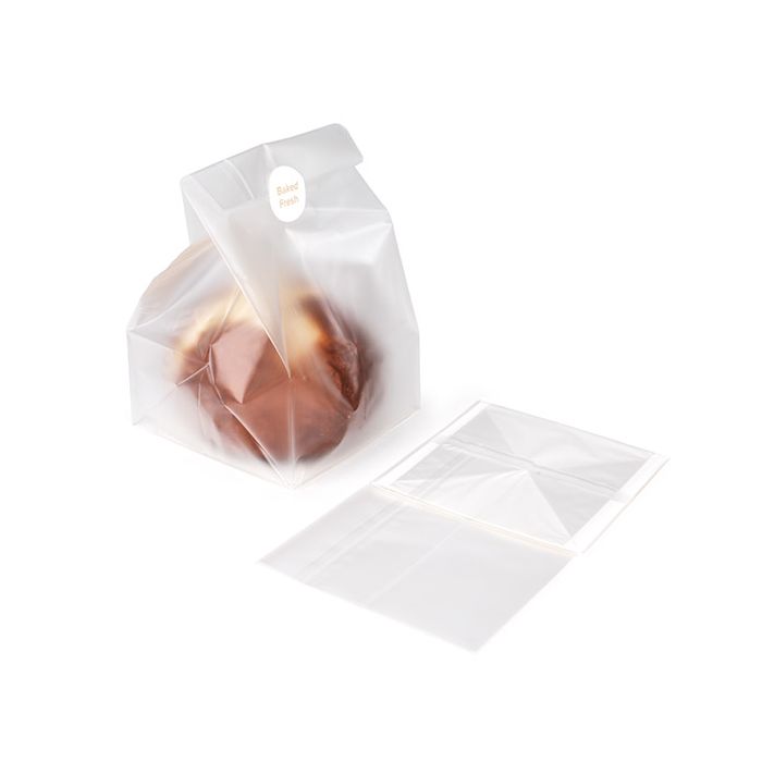 Frosted Flat Bottom Gusset Bags w/ Paper Insert 10,2x10,2x17,8 cm (100 pieces) [FFGPB9]