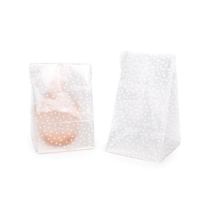 Frosted Polka Dots Flat Bottom Gusset Bags w/ Paper Insert 10,2x10,2x17,8 cm (100 pieces) [FFGPB9D]