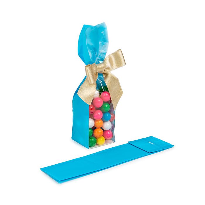 Block Bottom Bags Neon Blue w/ Paper Insert 5,1x5,1x21 cm (100 pieces) [FGPB11NB]