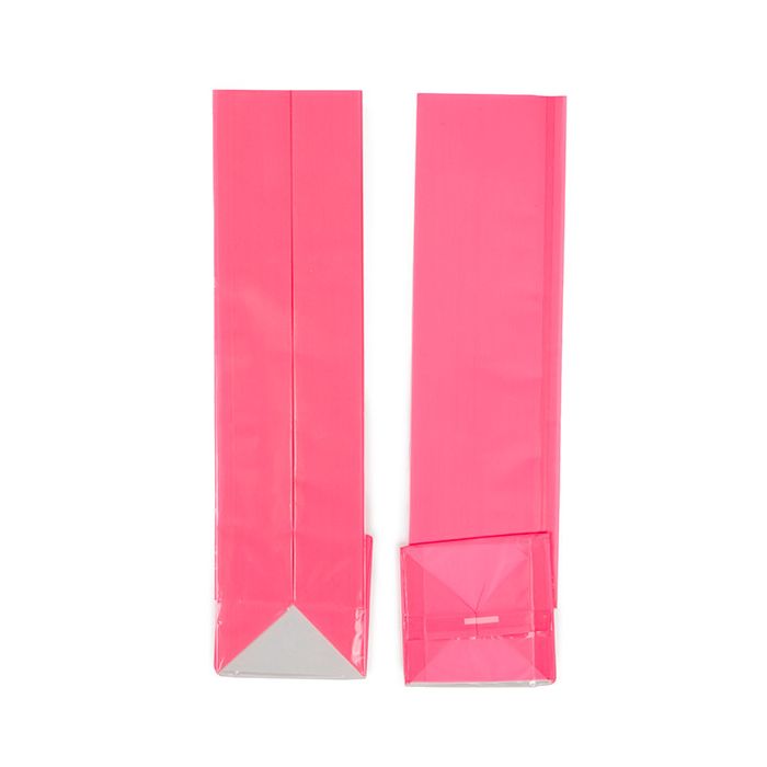 Block Bottom Bags Neon Pink w/ Paper Insert 5,1x5,1x21 cm (100 pieces) [FGPB11NK]