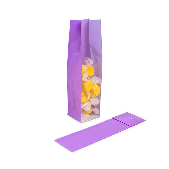 Block Bottom Bags Neon Purple w/ Paper Insert 5,1x5,1x21 cm (100 pieces) [FGPB11NP]