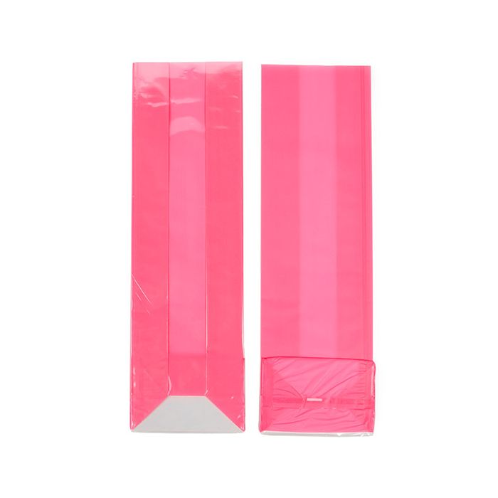 Block Bottom Bags Neon Pink w/ Paper Insert 8,9x5,7x30,5 cm (100 pieces) [FGPB16NK]