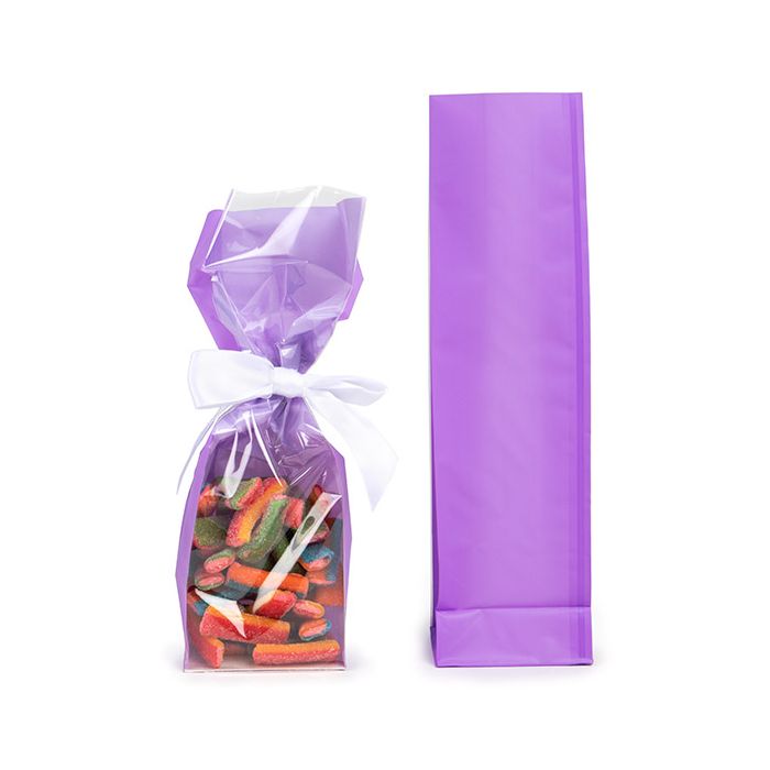 Block Bottom Bags Neon Purple w/ Paper Insert 7x5,1x25,4 cm (100 pieces) [FGPB17NP]