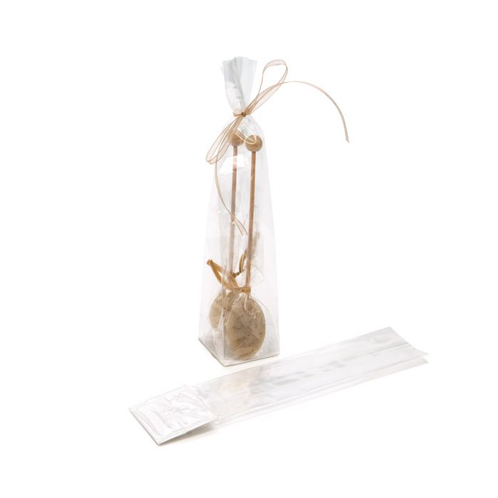 Block Bottom Bags Clear 4.4x4.4x21.6cm with paper insert (100 pieces) [FGPBH10]