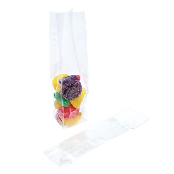 Block Bottom Bags Clear 5.1x5.1x21cm with paper insert (100 pieces) [FGPBH11]
