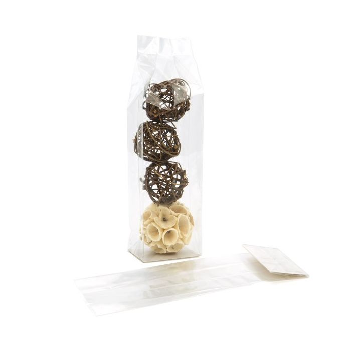 Block Bottom Bags Clear 7x5.1x25.4cm with paper insert (100 pieces) [FGPBH17]