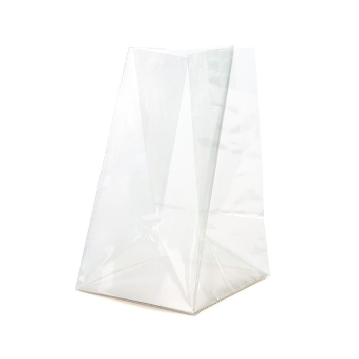 Block Bottom Bags Clear 10.2x10.2x17.8cm with paper insert