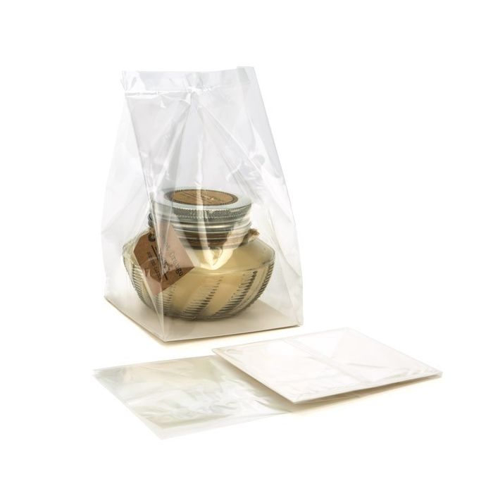 Block Bottom Bags Clear 10.2x10.2x17.8cm with paper insert (100 pieces) [FGPBH9]