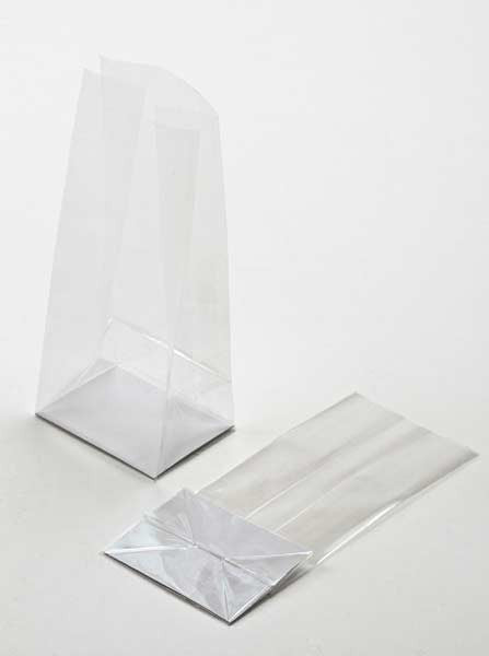 Block Bottom Bags Super Clear 6.4x5.1x24.8cm with paper insert (100 pieces) [FGPB12]