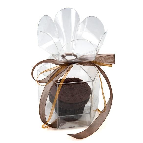 Plastic Gift Boxes for 1 Cupcake Flower Top 9.5x9.5x10.2cm (100 pieces) [CBS212]