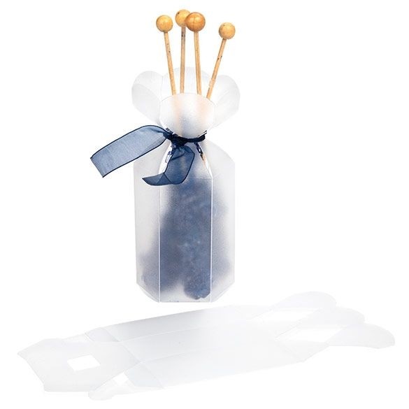 Frosted Plastic Gift Boxes with Flower Top 4.9x4.9x7.6cm (25 pieces) [FS354F]