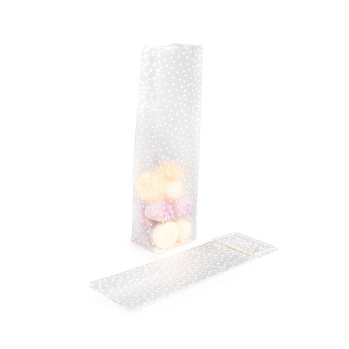 Block Bottom Bags w/ Paper Insert Frosted Polka Dots 7x5.1x25.4 cm (100 pieces) [FFGPB17D]