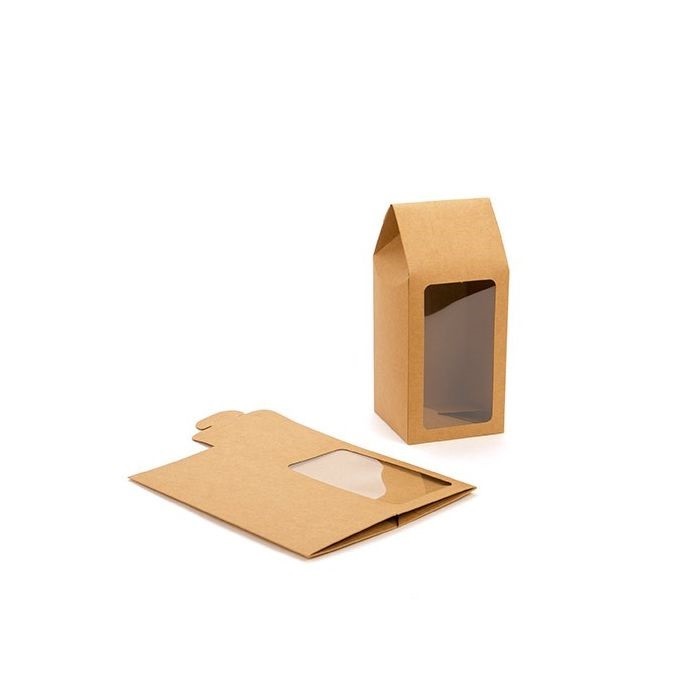Kraft Gift Boxes with Window 8.9x8.9x21.6cm (25 pieces) [FS321]