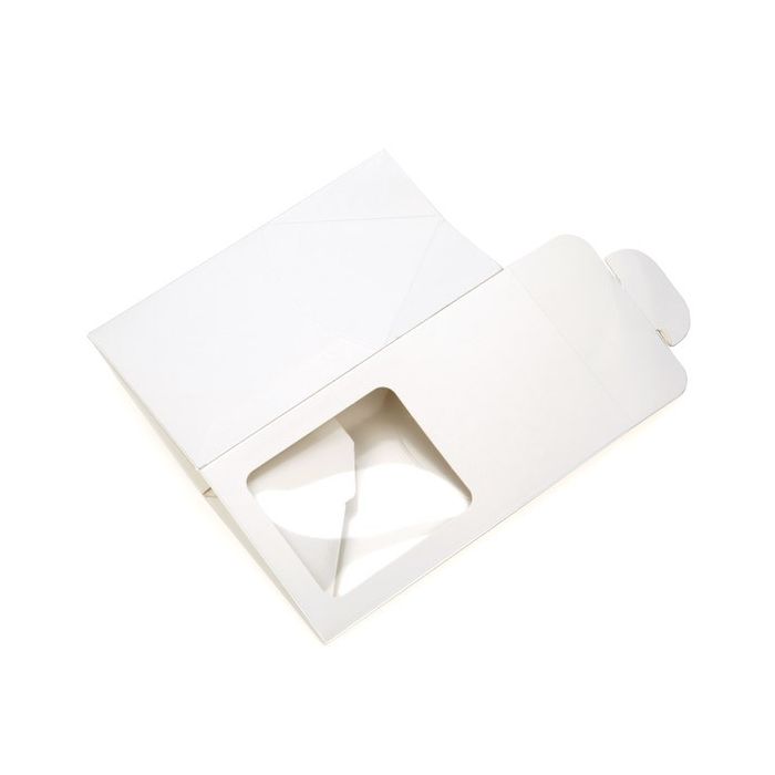 Kraft Gift Boxes with Window glossy White 9x9x16.5cm (25 pieces) [FS330]