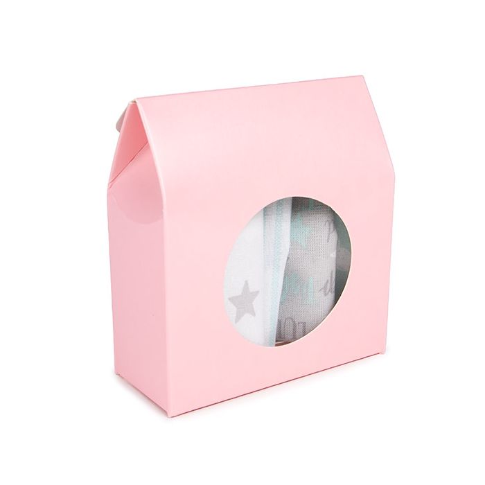 Kraft Gift Boxes Pink with Circle Window 8,9x3,8x10,2 cm (25 pieces) [FS341]