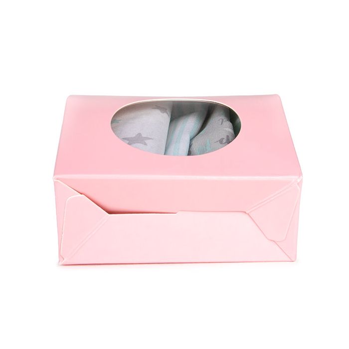 Kraft Gift Boxes Pink with Circle Window 8,9x3,8x10,2 cm (25 pieces) [FS341]