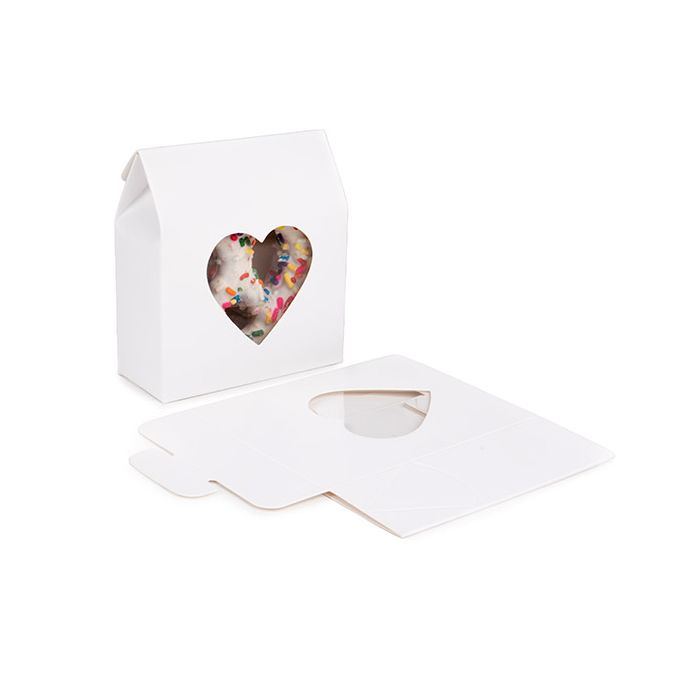 Kraft Gift Boxes White with Heart Window 8,9x3,8x10,2 cm (25 pieces) [FS342]