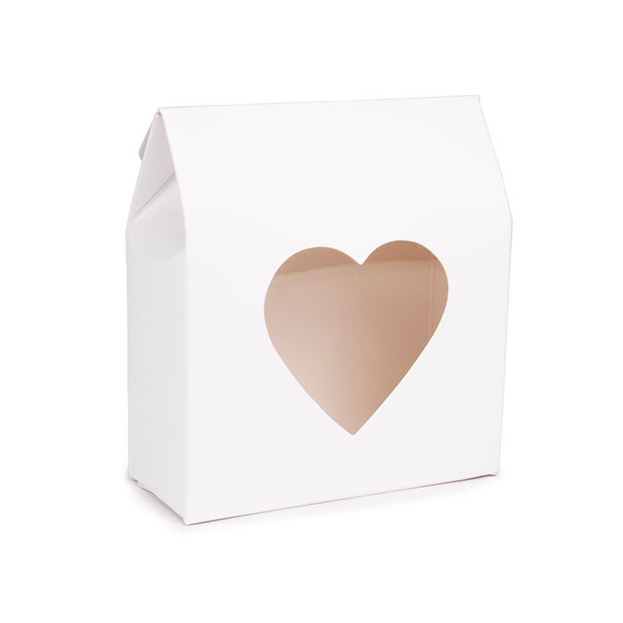 Kraft Gift Boxes White with Heart Window 8,9x3,8x10,2 cm (25 pieces) [FS342]