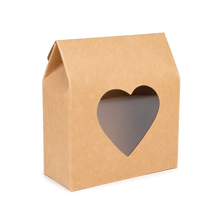 Kraft Gift Boxes Kraft with Heart Window 8,9x3,8x10,2 cm (25 pieces) [FS343]