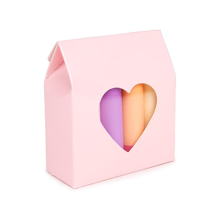 Kraft Gift Boxes Pink with Heart Window 8,9x3,8x10,2 cm (25 pieces) [FS344]