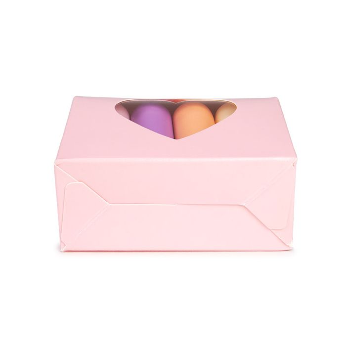 Kraft Gift Boxes Pink with Heart Window 8,9x3,8x10,2 cm (25 pieces) [FS344]