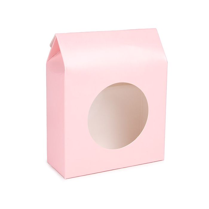 Kraft Gift Boxes Pink with Circle Window 10,5x4,4x13,3 cm (25 pieces) [FS347]