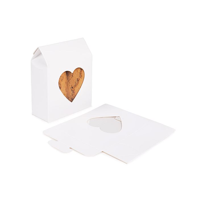 Kraft Gift Boxes White with Heart Window 10,5x4,4x13,3 cm (25 pieces) [FS348]