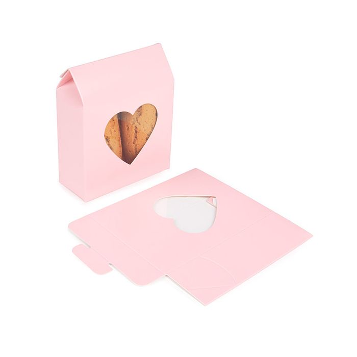 Kraft Gift Boxes Pink with Heart Window 10,5x4,4x13,3 cm (25 pieces) [FS350]