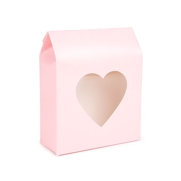 Kraft Gift Boxes Pink with Heart Window 10,5x4,4x13,3 cm (25 pieces) [FS350]
