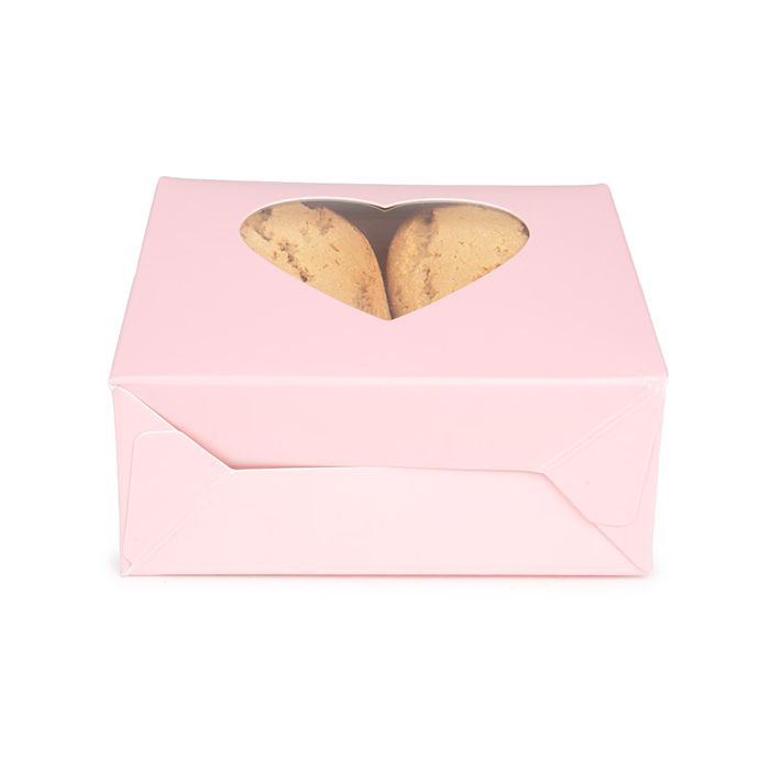 Kraft Gift Boxes Pink with Heart Window 10,5x4,4x13,3 cm (25 pieces) [FS350]