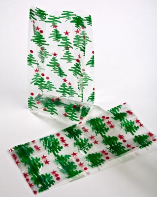 Printed Bags Christmas Trees 10.2x6.4x24.1cm with side gusset (100 pieces) [G4CTR]