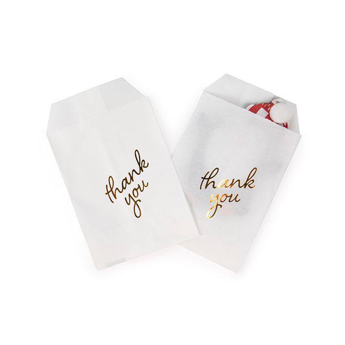 Paper Bags White with Gold Thank You 7,6x12,7 cm (100 pieces) [GPB35GT]