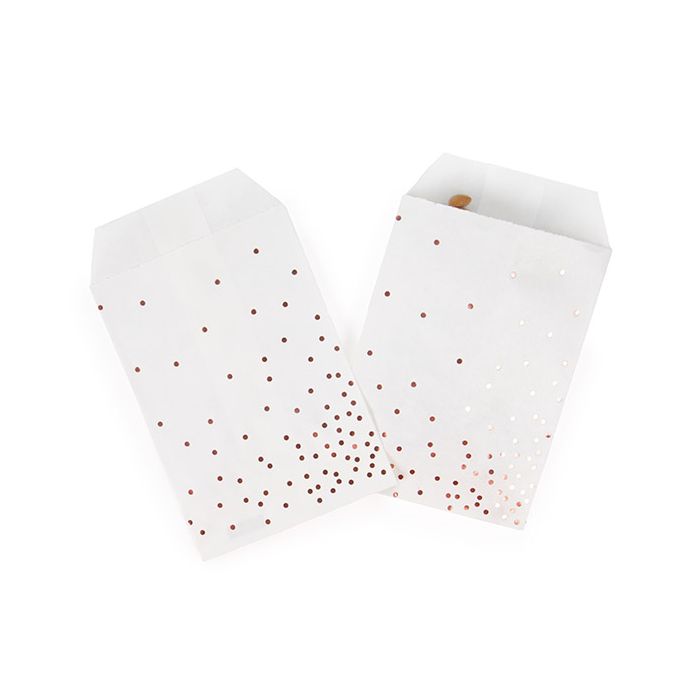 Paper Bags White with Rose Gold Dots 7,6x12,7 cm (100 pieces) [GPB35RD]