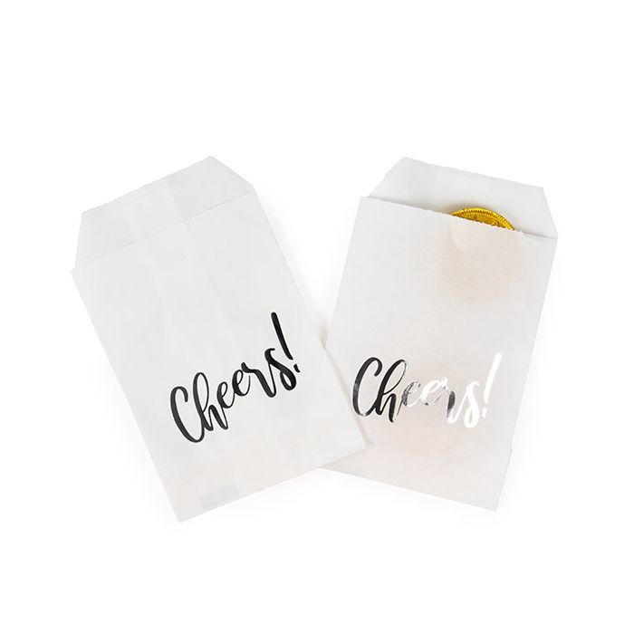 Paper Bags White with Silver Cheers 7,6x12,7 cm (100 pieces) [GPB35SCH]