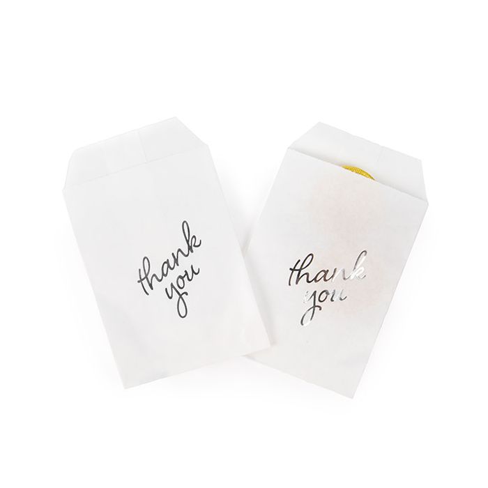 Paper Bags White with Silver Thank You 7,6x12,7 cm (100 pieces) [GPB35ST]