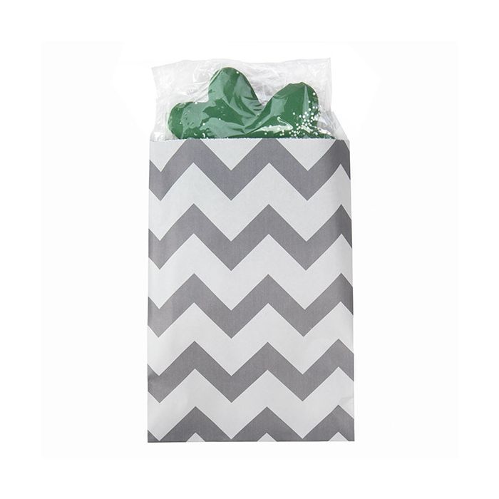 Paper Bags White with Grey Chevron Stripes 12,7x20,3 cm (100 pieces) [GPB58CS]