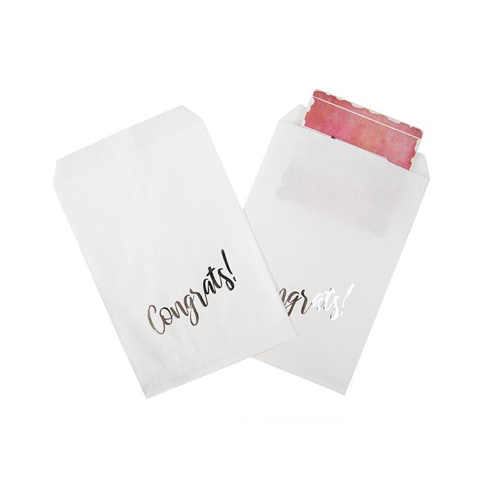 Paper Bags White with Silver Congrats 12,7x20,3 cm (100 pieces) [GPB58SC]