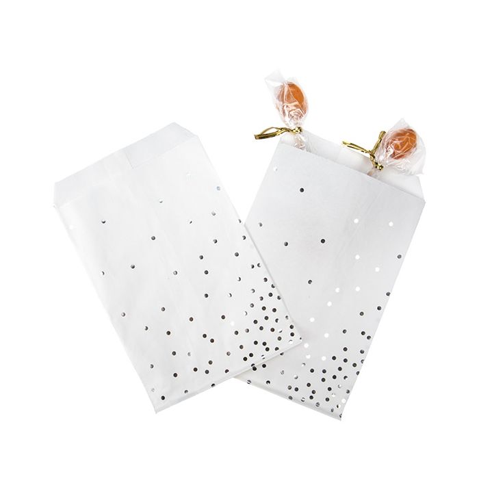 Paper Bags White with Silver Dots 12,7x20,3 cm (100 pieces) [GPB58SD]