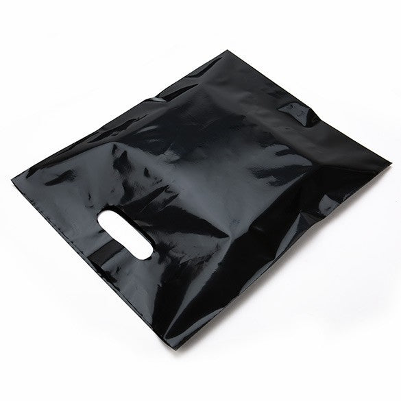 Plastic Carrier Bags Black 30.5x38.1cm PE 60 micron (100 pieces) [H1215BK1]