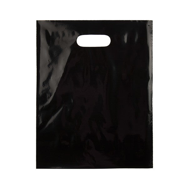 Plastic Carrier Bags Black 30.5x38.1cm PE 60 micron (100 pieces) [H1215BK1]