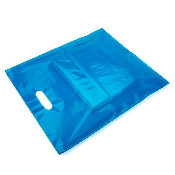 Plastic Carrier Bags Blue 38.1x45.7cm 60 micron LDPE (100 pieces) [H1518BL1]