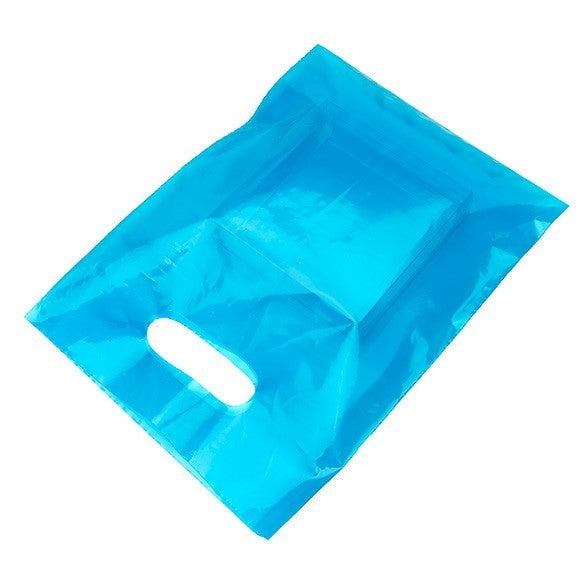 Plastic Carrier Bags Blue 22.9x30.5cm 60 micron LDPE (100 pieces) [H912BL1]