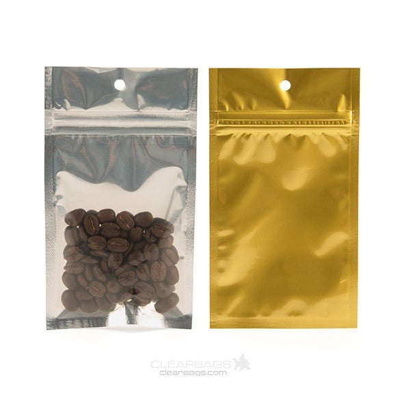 Grip Seal Bags Transparent/Gold 7.5x11.5cm (100 pieces) [HZBB3CG]