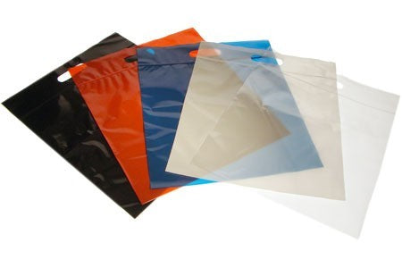 Plastic Carrier Bags Blue 22.9x8.2x18.4cm 75 micron (100 pieces) [ZH13BL5]