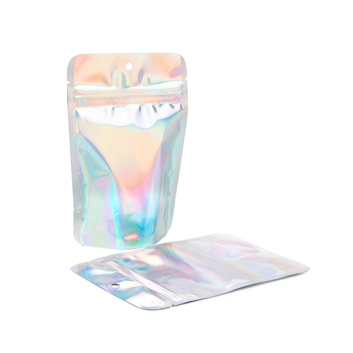 Stand Up Pouches Iridescent/Holographic 10,2x6x15,2cm With Hanghole (25 Pieces) [ZBGH2]