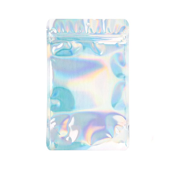 Stand Up Pouches Iridescent/Holographic 13x7,9x20,6cm With Hanghole (25 Pieces) [ZBGH3]