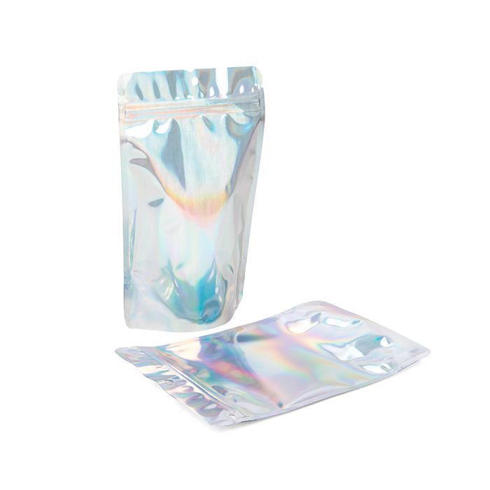 Stand Up Pouches Iridescent/Holographic 13x7,9x20,6cm With Hanghole (25 Pieces) [ZBGH3]