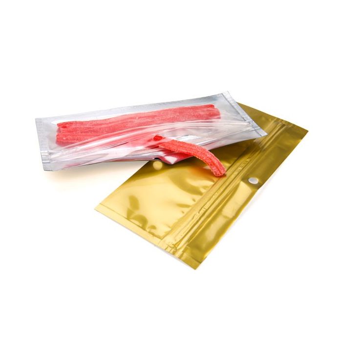Grip Seal Bags Transparent/Gold 14x4.5cm (100 pieces) [HZBB8CG]